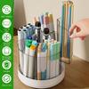 360° Rotating Pencil Organizer Large Capacity Round Desktop Storage Holder with 6 Compartments Cosmetic Brush Organizer
