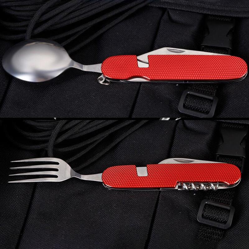 6 в 1 кемпинг пикник складная ложка вилка посуда открытый инструмент для выживания