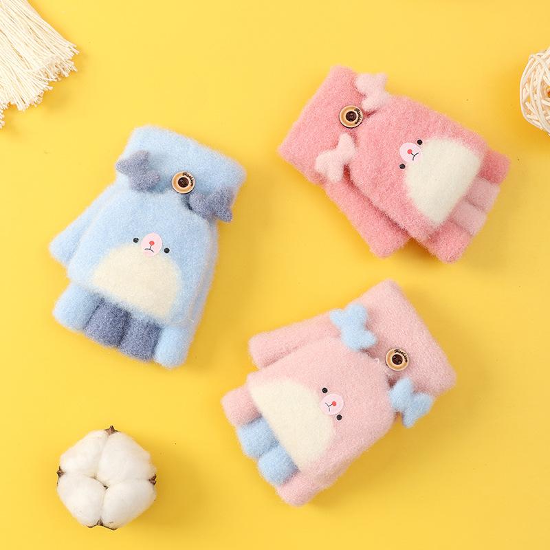 Новые детские перчатки Xuehuaxiu для тепла, милые мультяшные откидные вязаные перчатки для детского сада, оптом