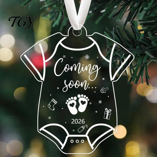 Acrylic Round Pendant Decorations 2D Christmas Hanging Ornaments, Santa Snowflake Reindeer Holiday Party Decor Tree Decorations, Reusable Pendants for