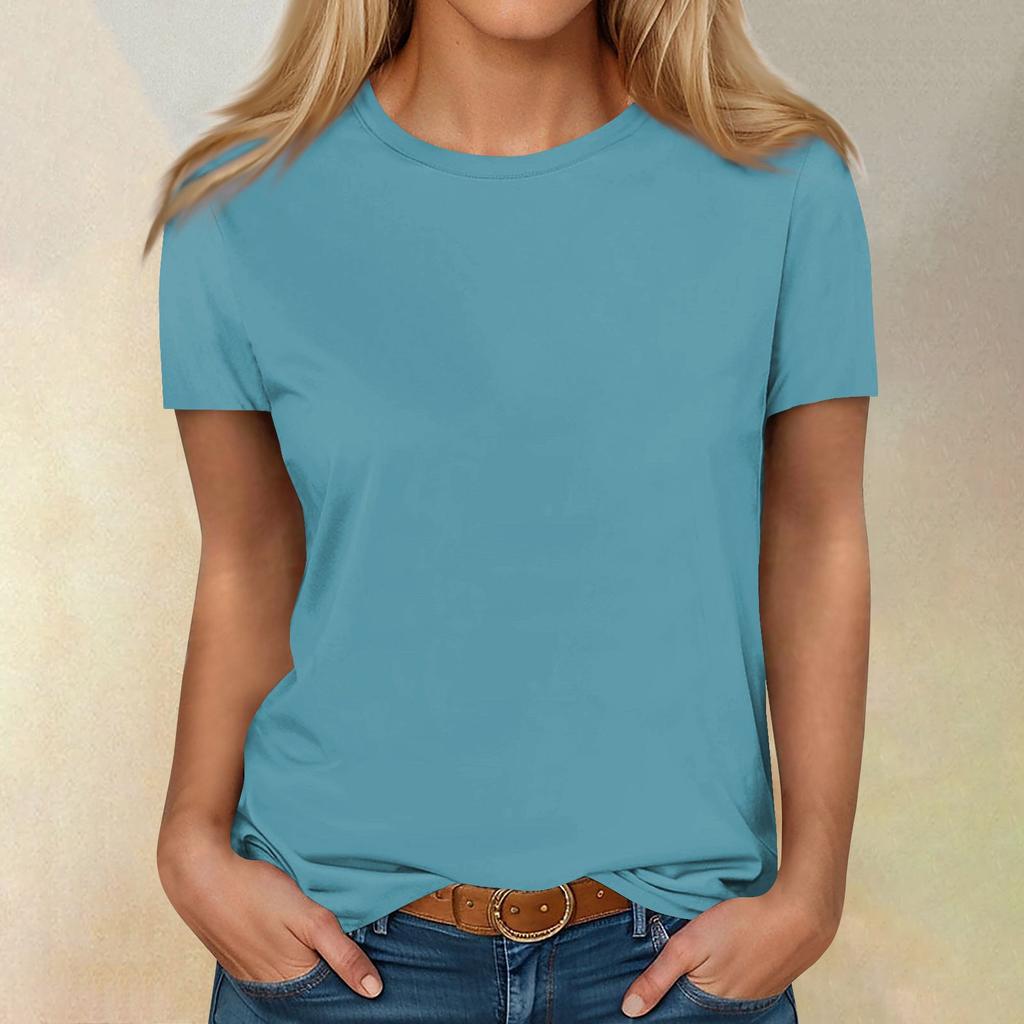 Рубашки с коротким рукавом для женщин, милые топы, однотонные футболки, блузки, повседневные базовые топы больших размеров, пуловеры