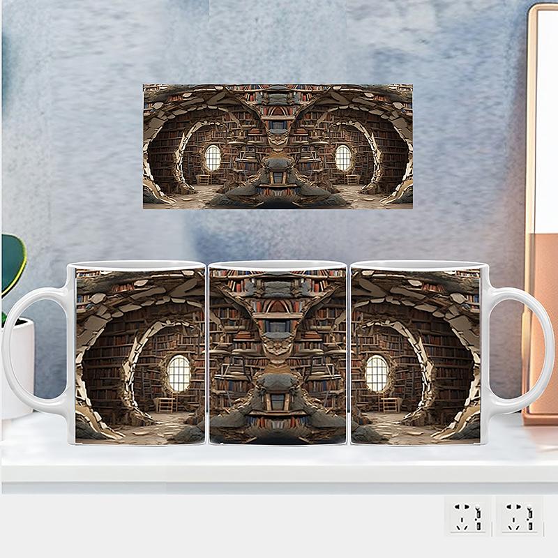 3D Книжная полка Керамическая кружка Креативный дизайн космоса Библиотечная полка Чашка для чая, молока, кофе Лучший подарок для книголюбов