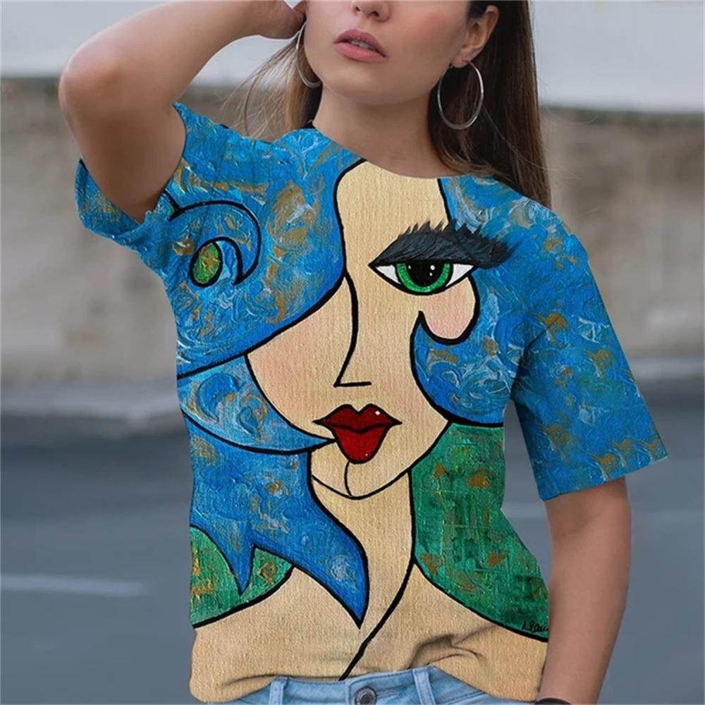 Повседневная женская футболка с 3D принтом Art Day для девочек, классическая простая краска с забавным узором, летняя модная женская футболка с короткими рукавами в стиле хип-хоп