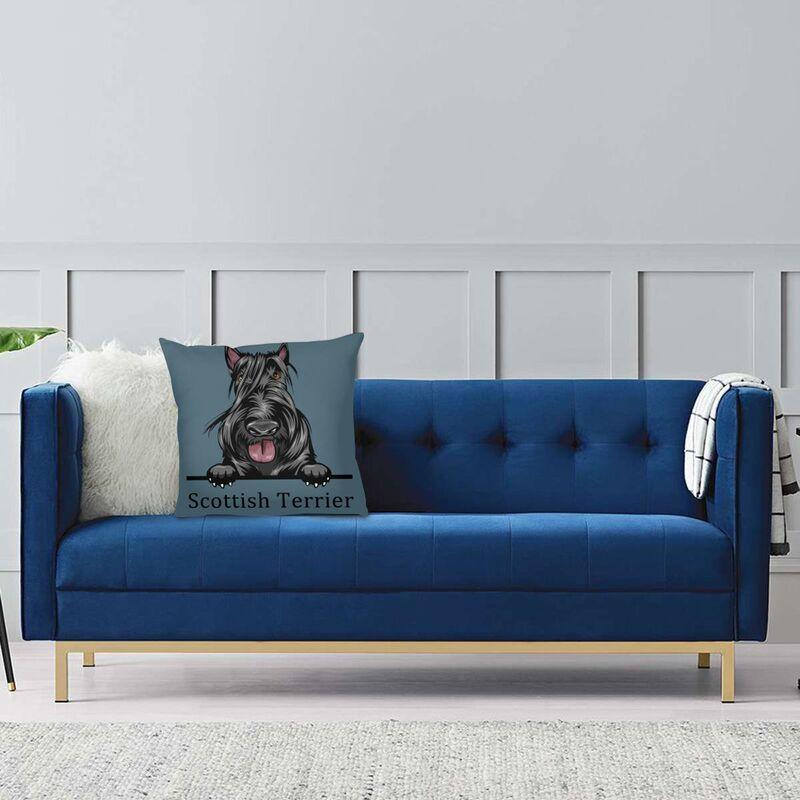 Чехол для подушки с выглядывающей собакой, шотландский терьер, 60x60 см, бархатная наволочка для домашних животных, украшение для дивана, наволочка Dakimakura