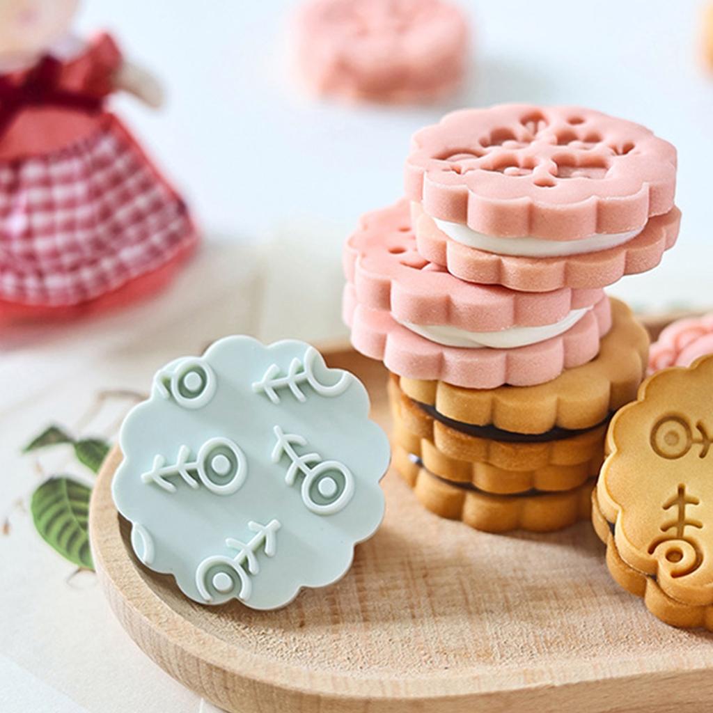 8PCS Flower Shape Cookie Molds Manual Press Cake Moulds Convenient Biscuit Dessert Making Tool for Baking Enthusiasts