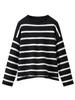 Autumn/Winter Retro Striped Round Neck Knit Pullover for Petite