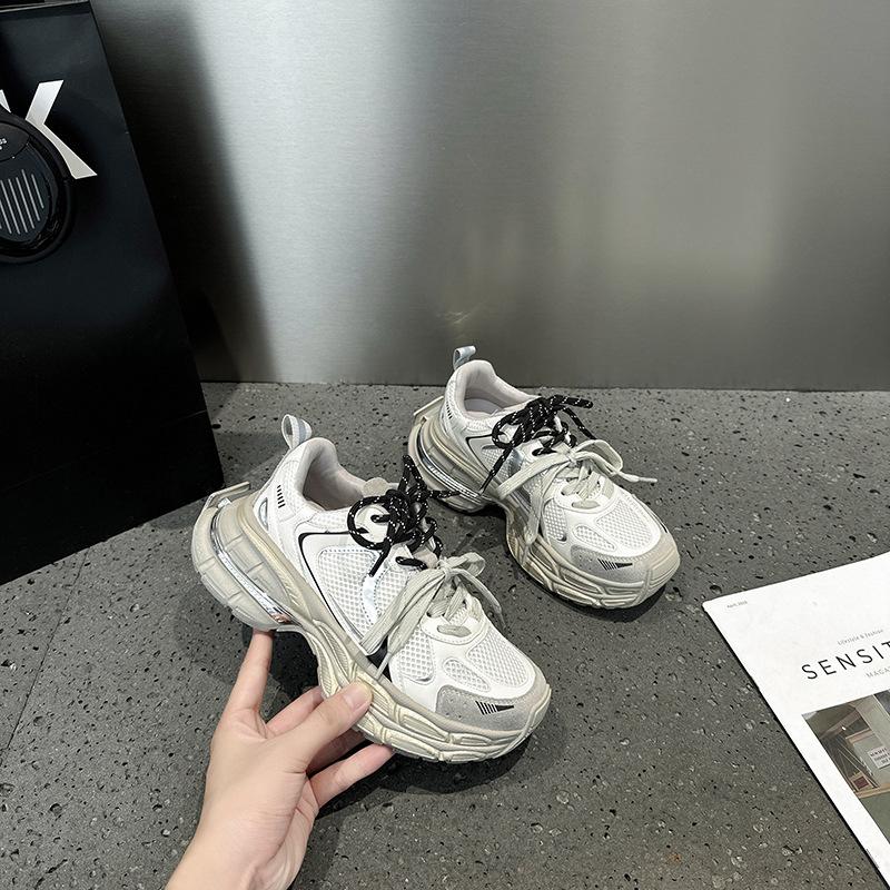 Mesh Dad Shoes Women's Spring New Fried Street Sports Style Casual Shoes Thick-soled Breathable Running Shoes Tide