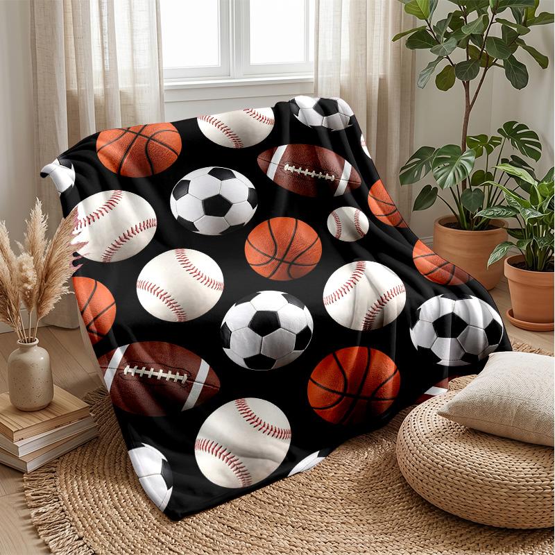 Sports Ball Pattern 2 Theme blanket Lightweight Warm Flannel Blanket Decorative Throw Blanket for Home Decoration