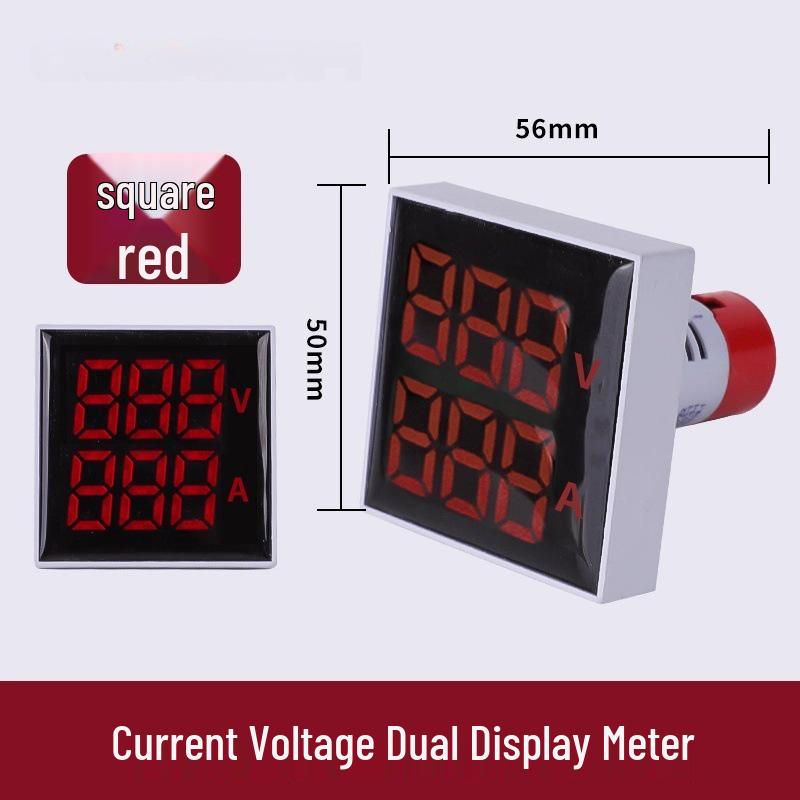 22mm Dual Display LED Voltage Current Frequency Meter - Round/Square