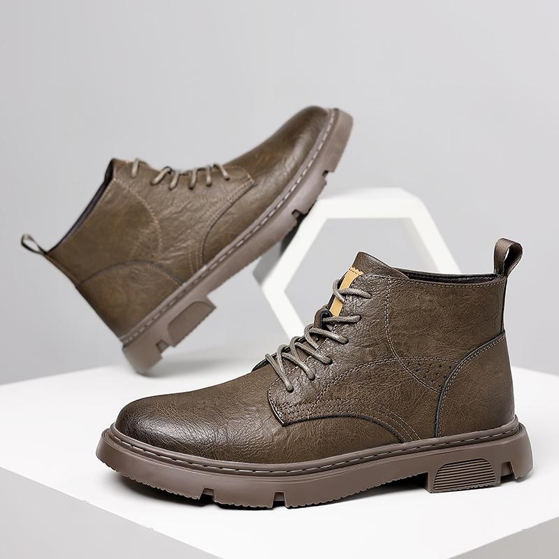 Модные мужские мотоциклетные ботинки из натуральной кожи, высокие ботинки на осень-зиму, деловые повседневные британские ботильоны, теплые плюшевые меховые базовые ботинки