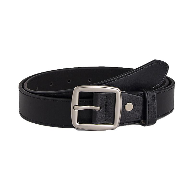 Простой однотонный женский ремень из искусственной кожи с геометрической металлической пряжкой