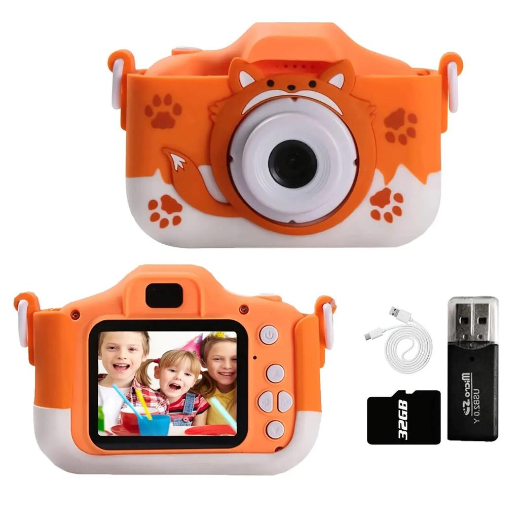 40MP HD Dual Lens Digital Kids Orange Fox Camera, Little Selfie Cameras Toys, Christmas Birthday Gifts For 6-12 Years Boys Girls
