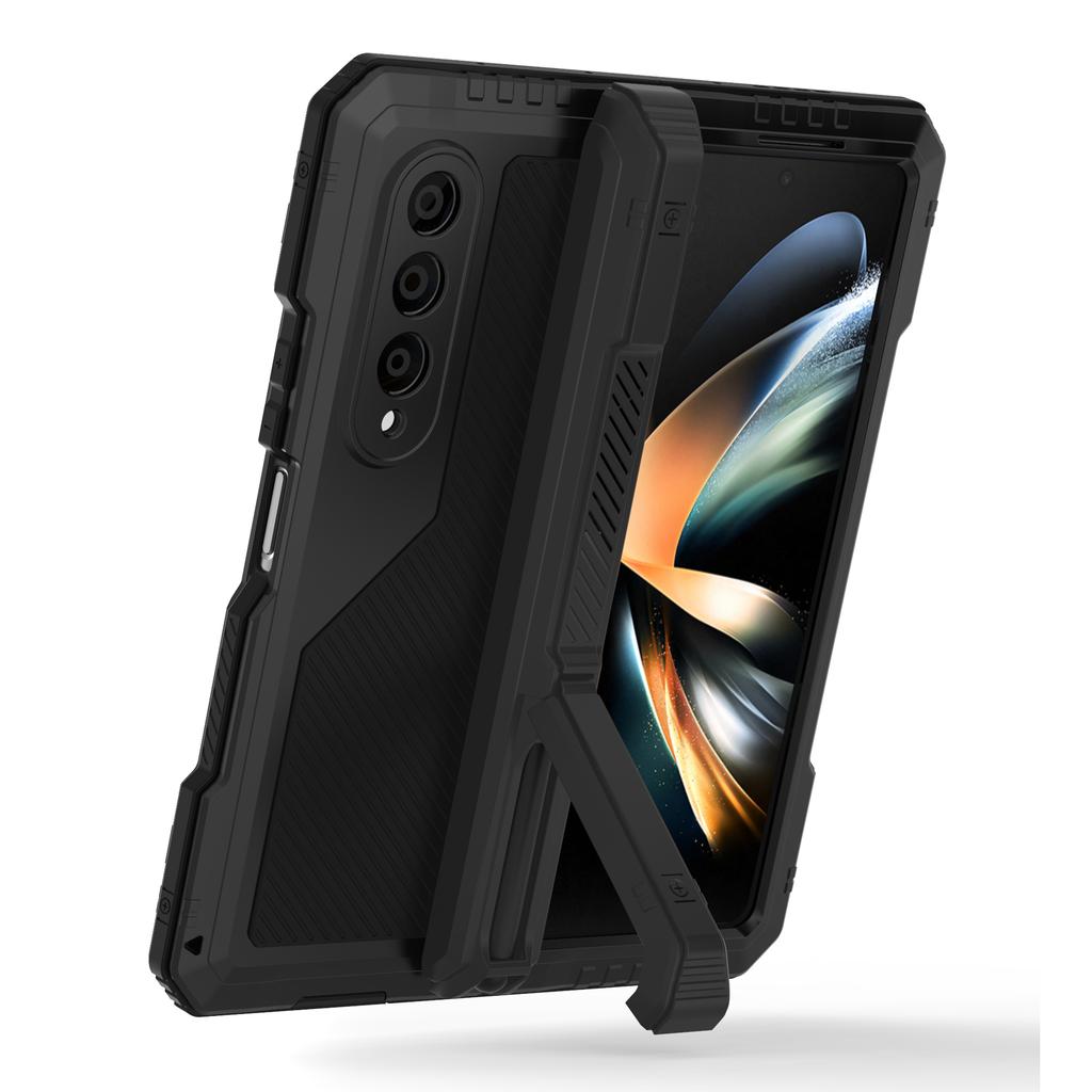 Металлический чехол для Samsung Galaxy Z Fold 4 с подставкой, 3-слойный ударопрочный алюминиевый чехол для защиты всего корпуса для Z Fold 4
