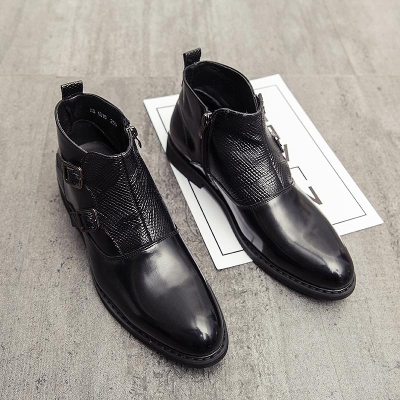 2025 British Style Men's Trendy Shoes Winter Ankle Boots High Top Shoes Fashionable New Men Pointed Toe Shoes for Wedding