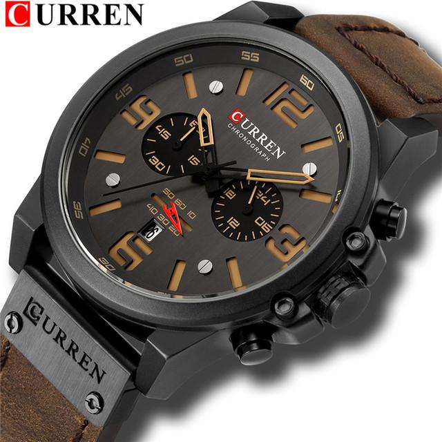 CURREN Новые мужские часы CURREN, лучший бренд класса люкс, мужские кварцевые наручные часы, мужские кожаные часы в стиле милитари, спортивные часы с датой, Relogio Masculino