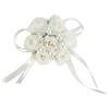 2pc Beautiful Hand Flower Bridesmaid Wrist Corsage Wedding Decorations Pearl Satin (White )