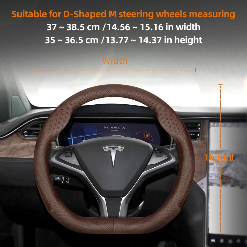 Suitable for Tesla Ultra-Thin Breathable Leather Steering Wheel Cover Suitable for Model 3 Y X S 2024