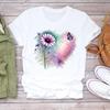 (Asian Size) Print Lady Love Heart Flower Trend Cute T Shirt Fashion Women Clothing Casual Top Short Sleeve Tee Female Graphic T-shirts