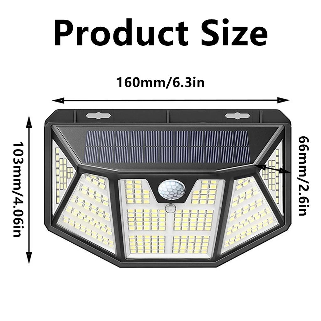 310 LED Solar Lamp Outdoor Light IP65 Waterproof for Garden Decorcation Street Lights Human Body Sensor 3 Modes Wall Lamp