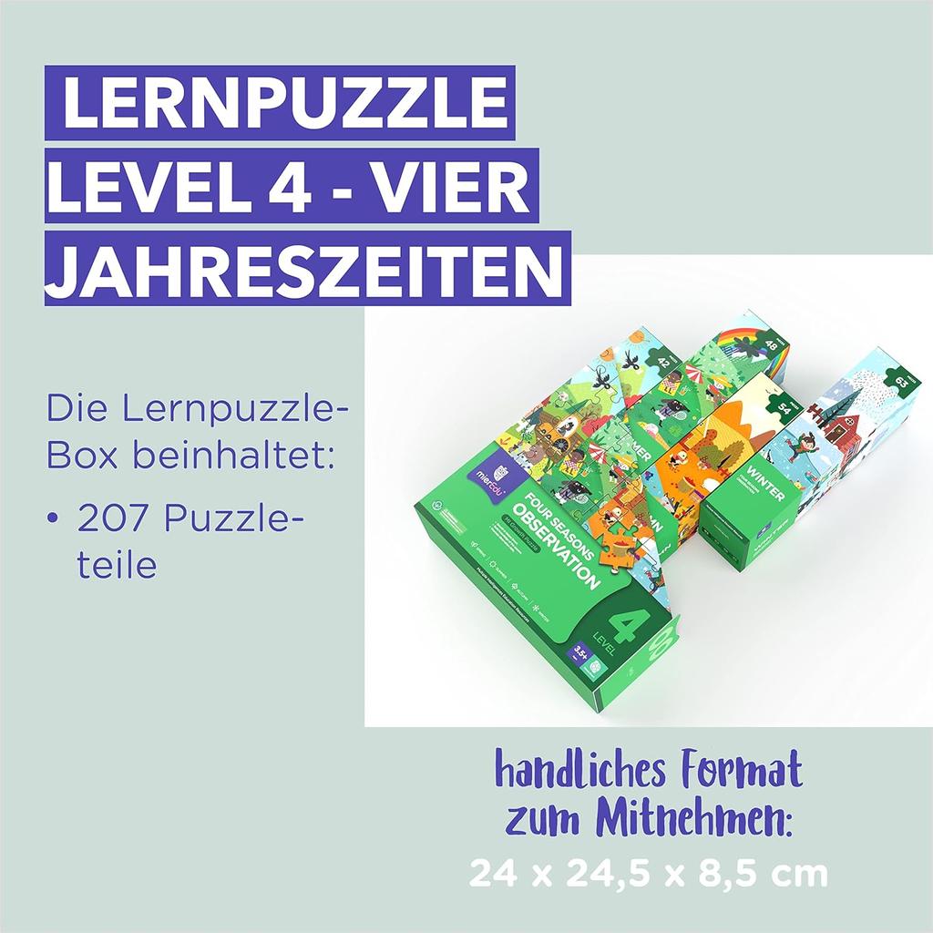 Level 1 2 3 4 5 6 7 Learning Puzzle, Four SeasonsIPromotes Observation Logical ThinkingIClassic Children's Puzzle Toy Set with 2 Puzzle Boxes