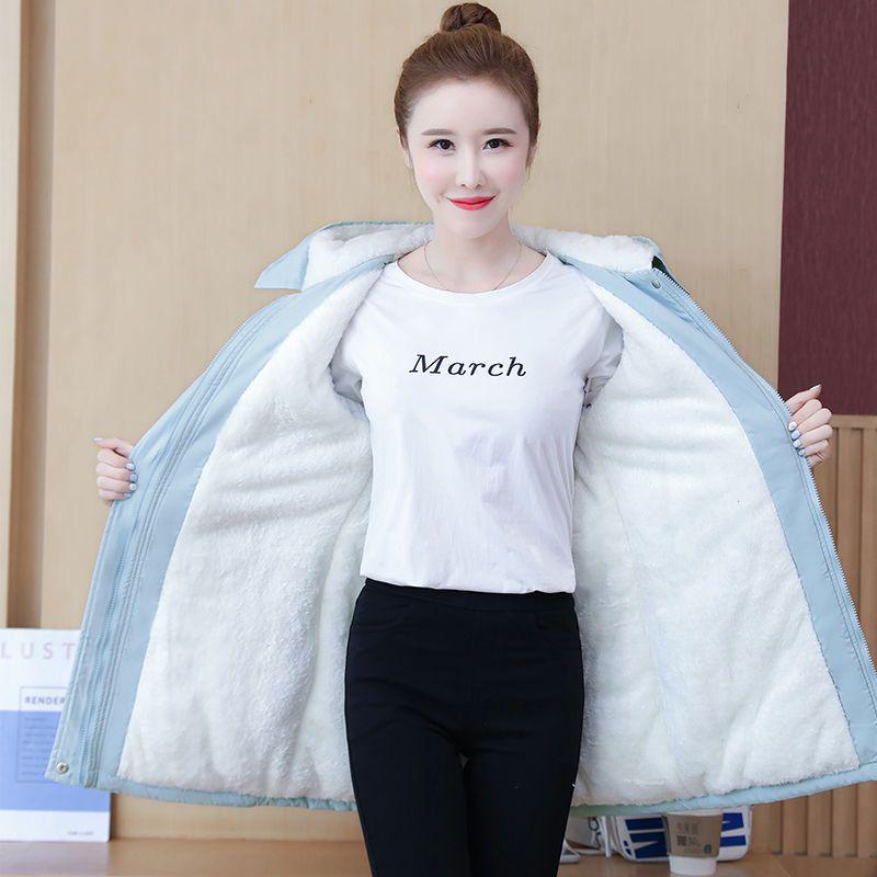 Женская облегающая ветровка с капюшоном - плюшевая и утолщенная, мода осень/зима 2023, средняя/длинная длина
