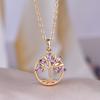 Purple Tree of Life Necklace Female Hollow Water Diamond Zircon Pendant Christmas Necklace