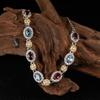 Xiaohongshu Earrings Jewelry S925 Sterling Silver Inlaid With Natural Colored Treasure Topaz Garnet Bracelet Women