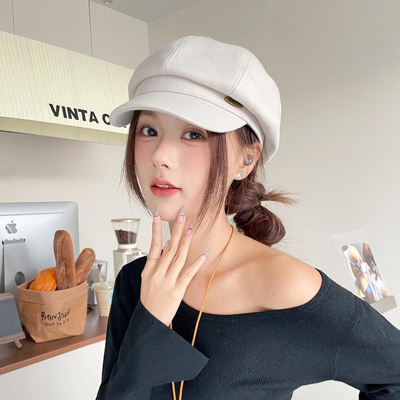 Ретро Универсальный Шерстяной Берет Подчеркивающий Лицо Утиный Язычок Восьмиугольная Шляпа Детская Теплая Ветрозащитная Шляпа Газетчика