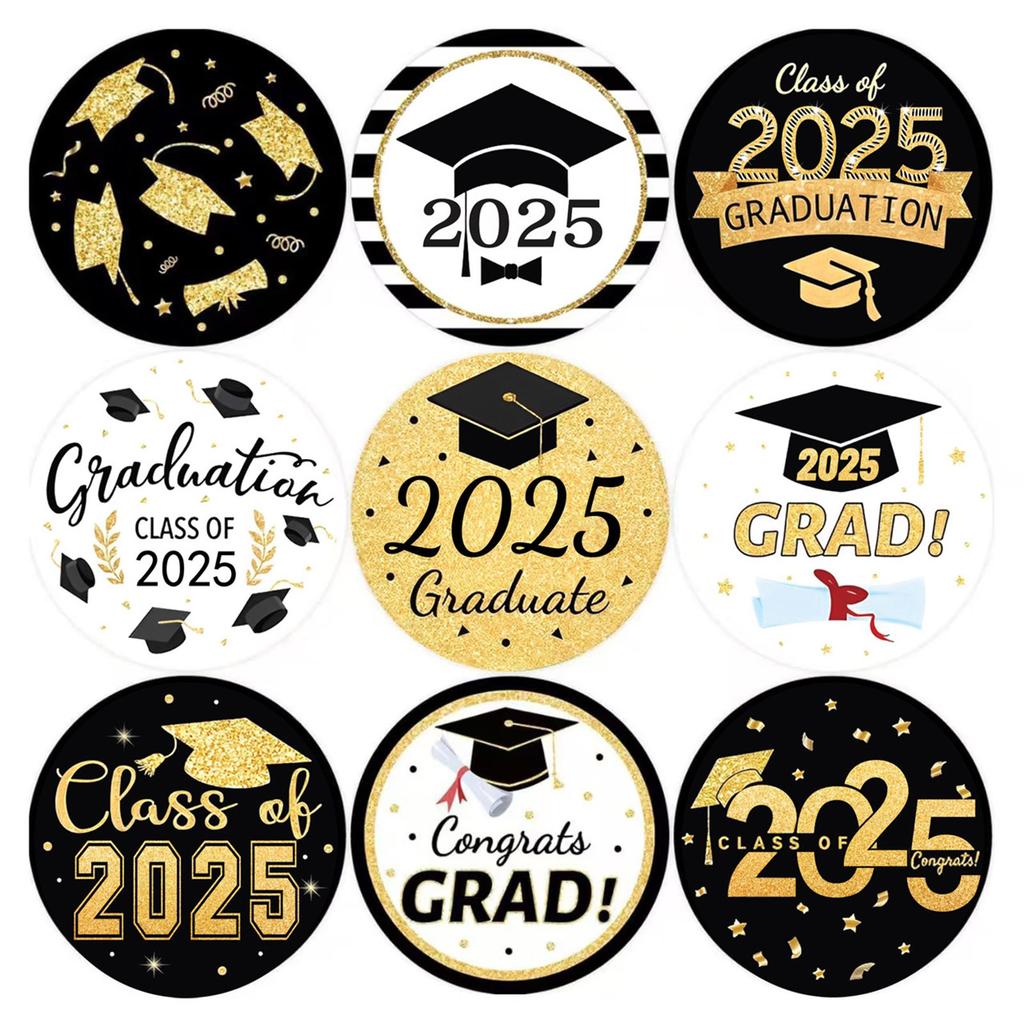 500 Counts 2025 Graduation Thank You Sticker 1.5Inch Wrapping Labels For Seal Envelope Card Packaging Party Decorating