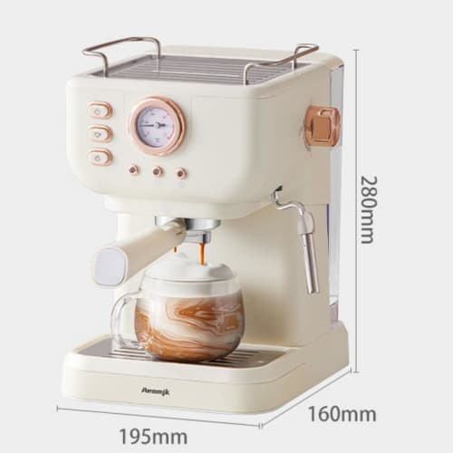 Bxzzuis Small 110V Espresso Machine for Home Use, Semi-Automatic Coffee Machine, Retro Mini All-in-One Coffee Machine with 20 Bar Pressure, One-Button