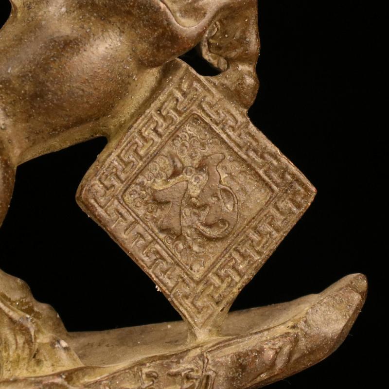 Small Curio Chinese Bronze Lovable 12 Zodiac Animal Horse Wealth Pendant Decoration