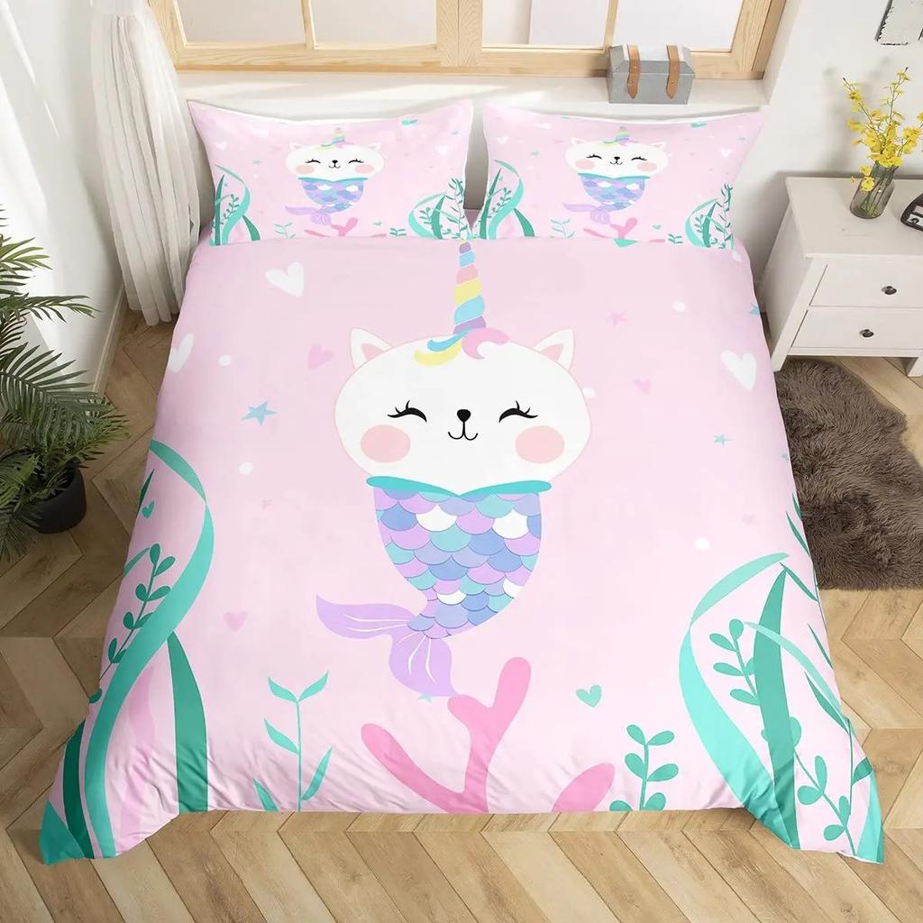Rainbow Unicorn Duvet Cover Cute Dreamy Horse Comforter Cover Cartoon Little Unicorn Bedding Set Twin For Girl Teen Kawaii Gifts