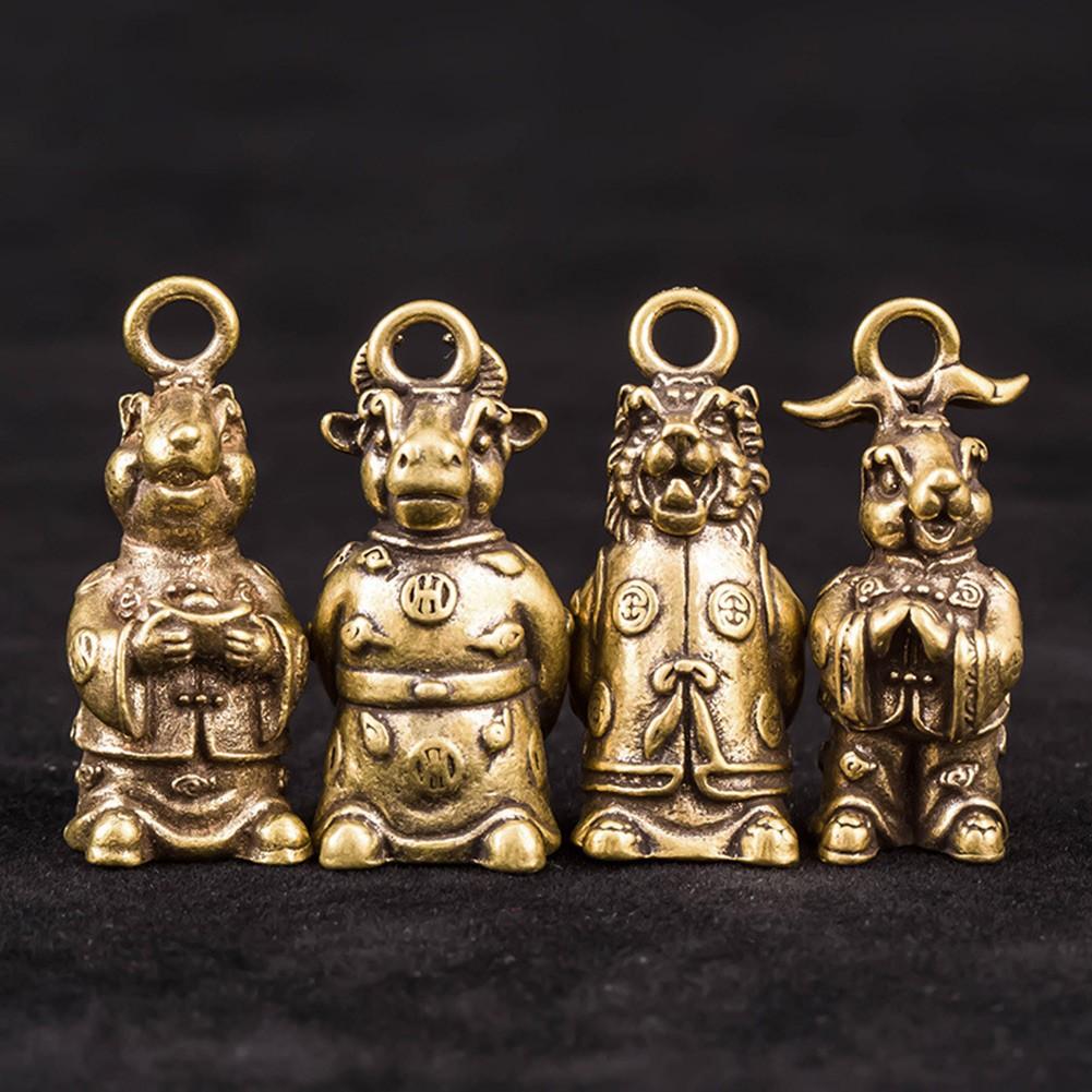 Медные украшения Lucky Zodiac, маленькая статуя, винтаж, 1 шт.