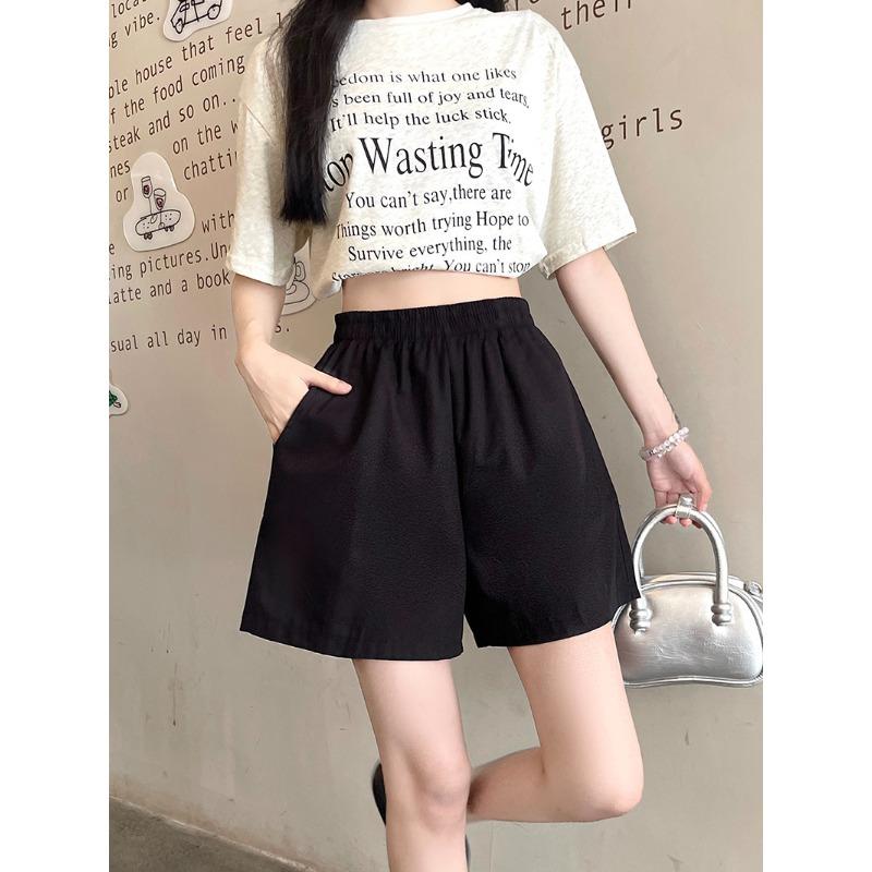 Large Size Elastic Waist Small Work Shorts for Women New Summer Fat Mm Wide-leg Pants Casual and Versatile