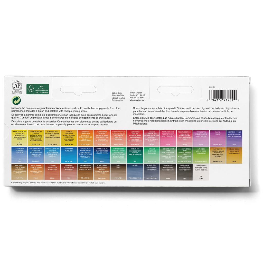 Winsor Newton Watercolor Paints Cotman Watercolor Studio Set Half Pan 40 Colors Set 18909471 &