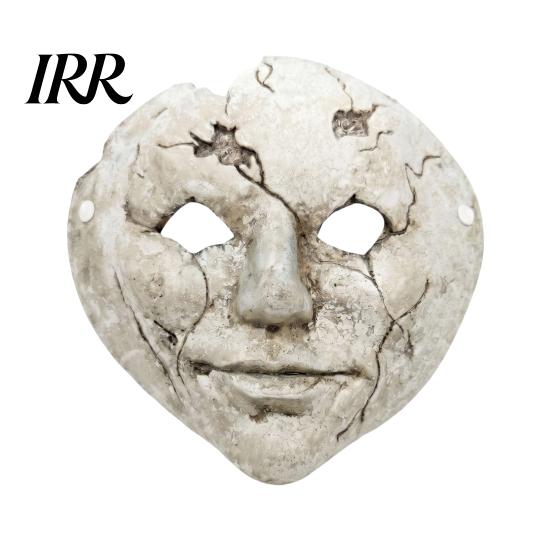 Retro Old Style Horror Mask Halloween Cracked Face Mask, Breathable Lightweight Foam Eye Hole Creepy with Adjustable Strap Scary Props, for