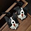Edge Collie Leather Handmade Car Key Pendant Bag Pendant Pendant Pet Dog Dog Bag Hanging Gift Keychain