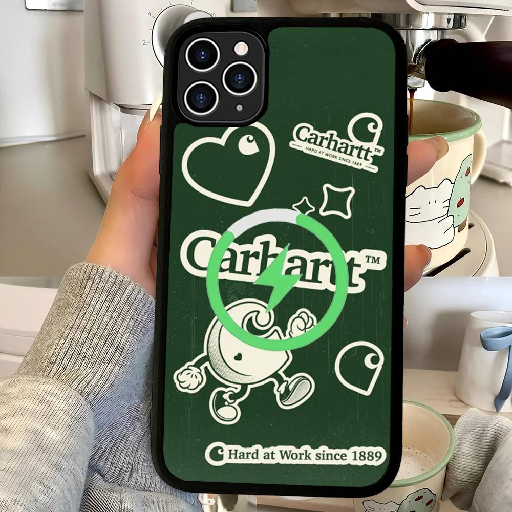 C-CarharttS Логотип Черный Для Магнитного Чехла Телефона Для IPhone 16 15 17 Pro Max 11 12 13 14 Plus Чехол