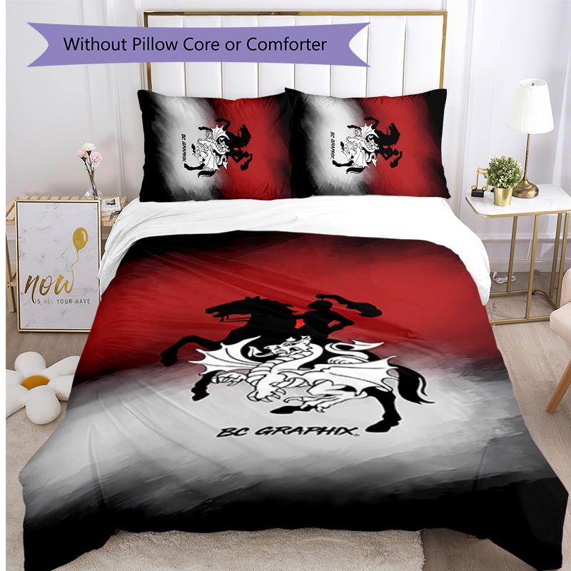 St George Dragon Printed 3PCS Bedding Set Soft Breathable Duvet Cover Pillowcases Set Washable Bedroom Decor Home Gift