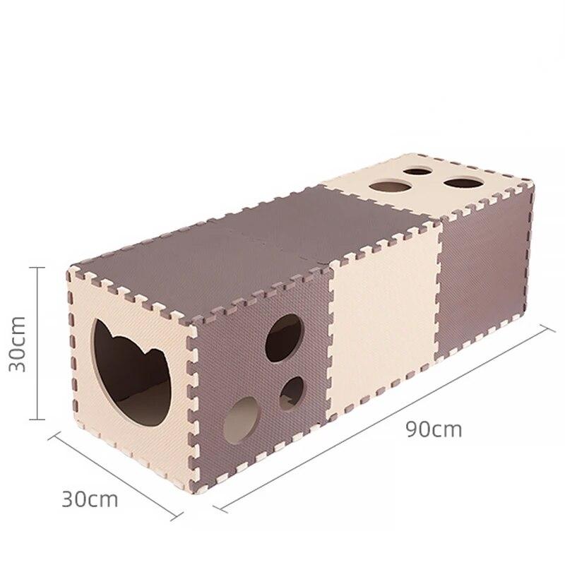 14pcs/set  Foldable Cat Tunnel Toys EVA Foam Scratchig Board Ground Play Interactive Cat Toys DIY Free Combinations 30x30cm Pads