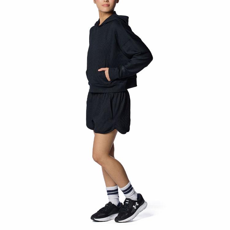 Under Armour UA Journey Solid Logo Loose Ribbed Hoodie Женские толстовки с капюшоном черного цвета 1382732-001