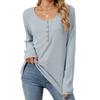 Spring and Autumn Women's Blouse Round Neck Button Loose Long Sleeve Striped Top