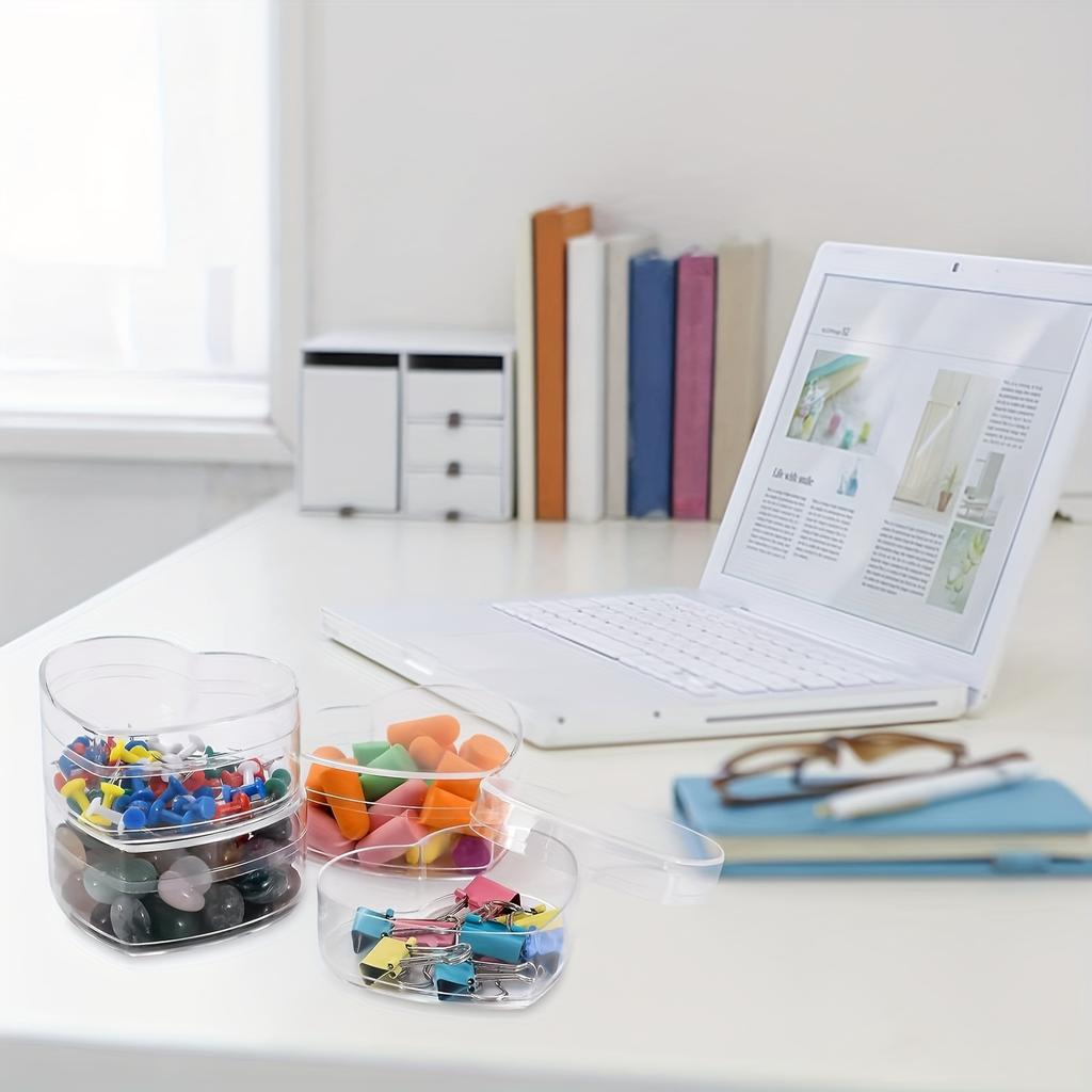 4 шт. прозрачных пластиковых ящика для хранения в форме сердца с крышками для домашней организации, коробки для хранения конфет и ювелирных изделий