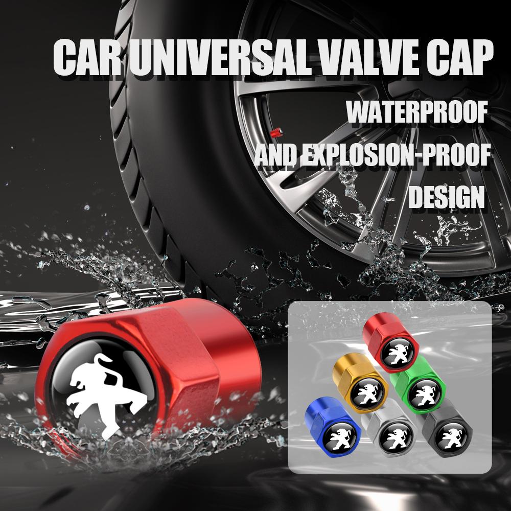 4PCS Car Wheel Tire Valve Cap Tyre Rim Stem Cover Accessories For PEUGEOT 206 307 308 3008 207 208 606 407 508 2008 4008 5008 GT