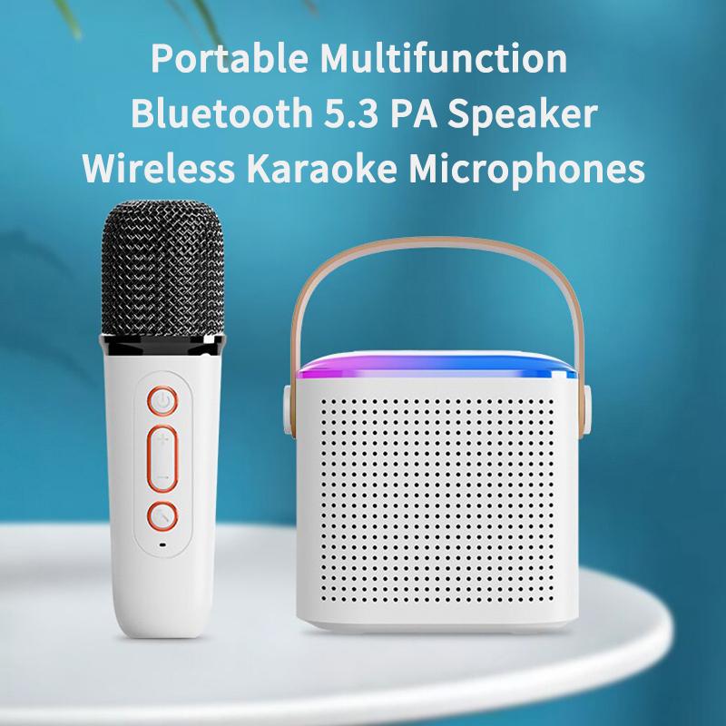 Беспроводные двойные микрофоны Y1 Караоке-машина KTV DSP-система Bluetooth 5.3 PA-динамик HIFI Стереообъемный звук RGB Красочные светодиодные огни