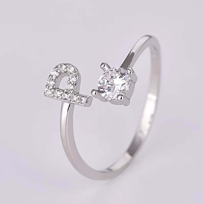 Женское регулируемое повседневное кольцо с буквой AZ, инициалом имени, модное, со стразами, для пары, элегантное, новое, складывающееся кольцо