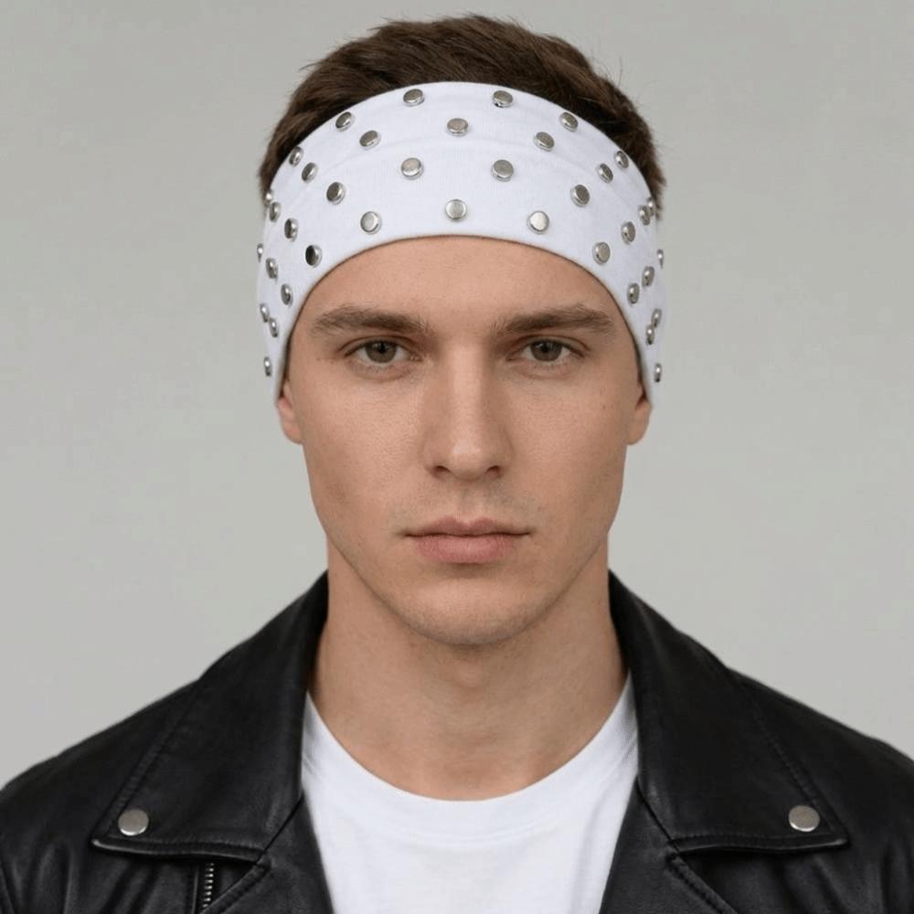 Korean Style Rivet Headbands Solid Color Elastic Hair Band Elegant Punk Headwrap Hair Accessories