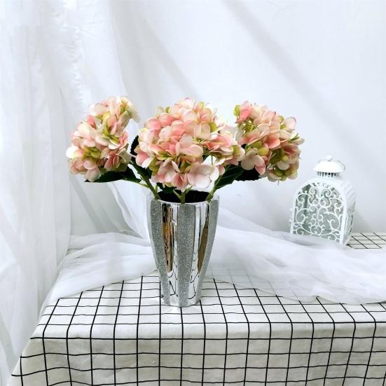 Искусственный цветок винтажный реалистичный длинный стебель зеленые крупные листья гортензия искусственное растение