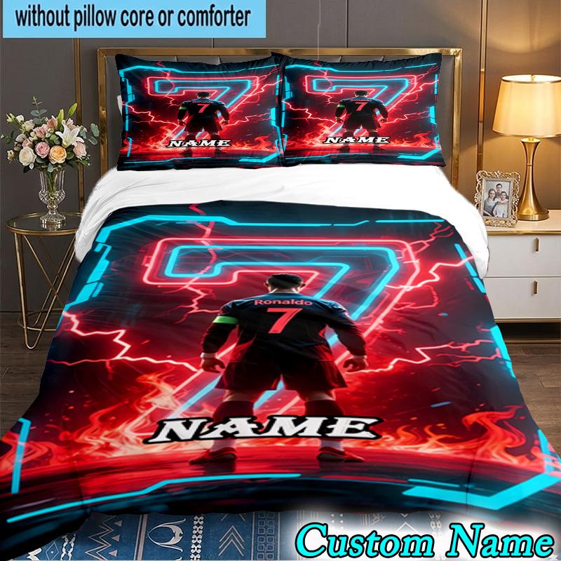 Custom Name 3PCS Powerful Player Seven Heart Bedding Set, Bedding Set Including 1pc Duvet Cover And 2pcs Pillowcases for Bedroom,Dormitory Gift