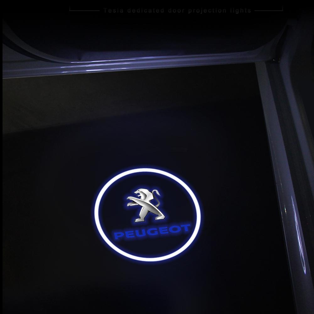 2026 Hot Car Sticker 2Pcs LED Car Door Welcome Light Wireless Projector Lamp Car Decoration Accessories For Peugeot 407 508 201